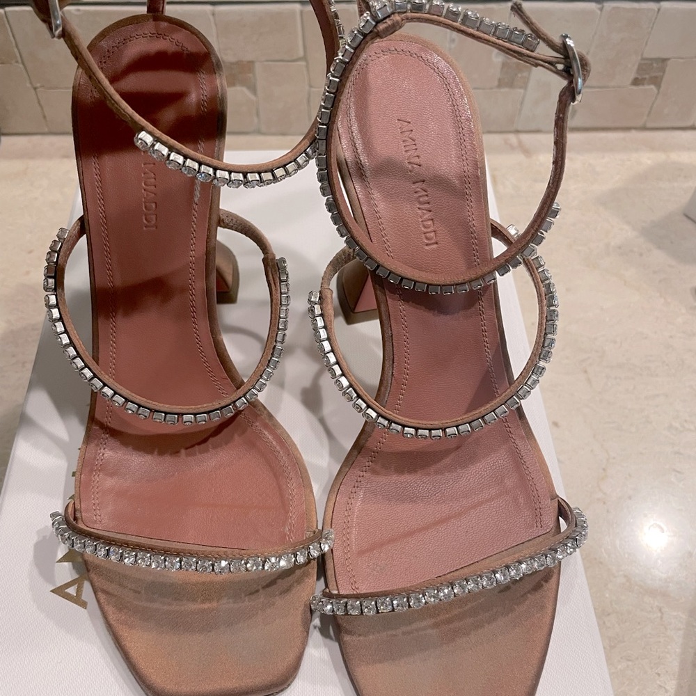 Amina Muaddi Gilda heels, pre-owned, beautiful style
